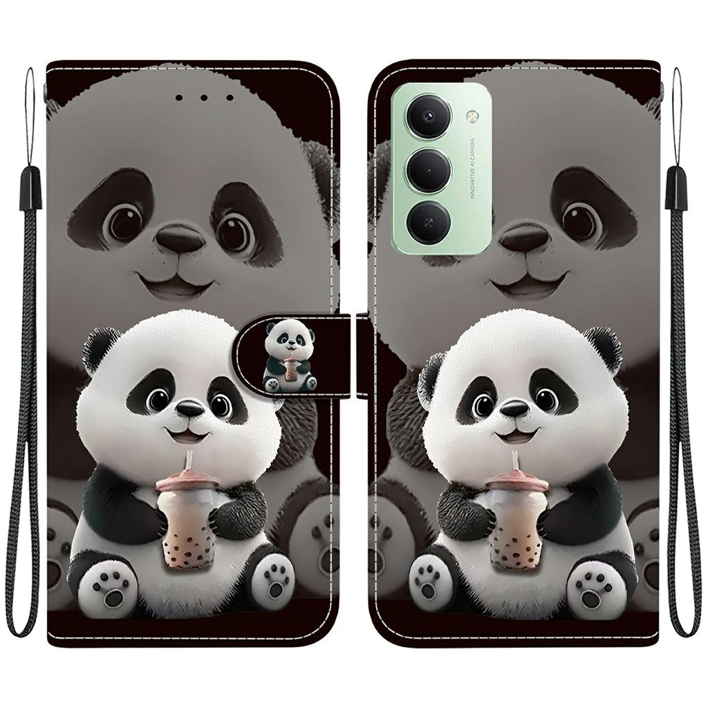 For Xiaomi Redmi 15 4G (EU) (171mm) Leather Case Stand Wallet Pattern Printing Phone Cover with Wrist Strap