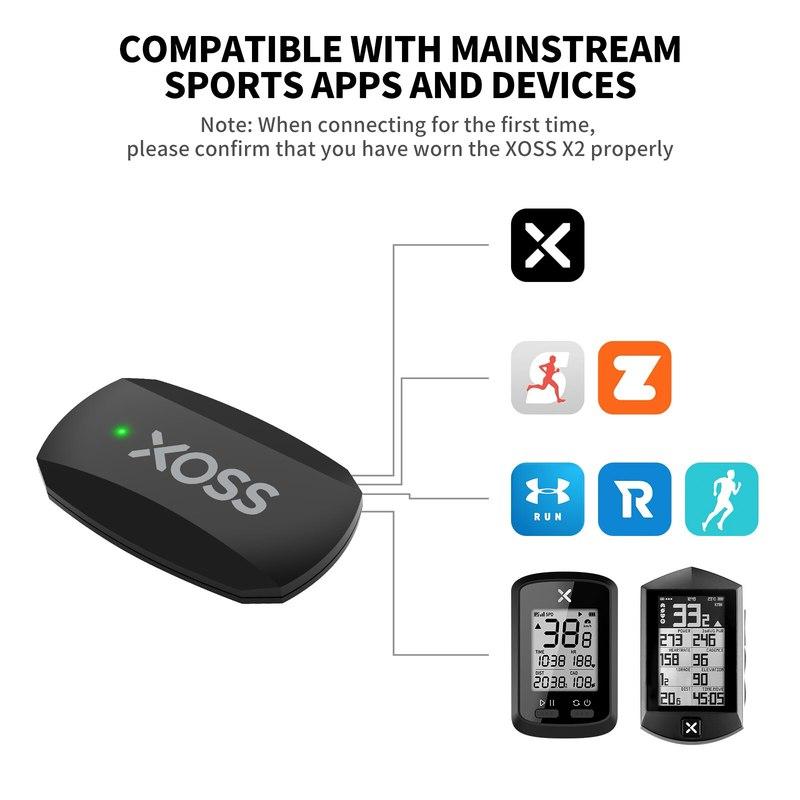 XOSS X2 Нагрудный ремень Монитор сердечного ритма для езды на велосипеде, бега, пеших прогулок, Bluetooth ANT+ Беспроводной датчик здоровья и фитнеса для умного велосипеда