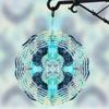 Hanging Wind Spinner with Teal Blue Stained Glass Design 360 Degree Rotating Hook Metal Art Sculpture for Garden Patio Outdoor Decor No Batteries