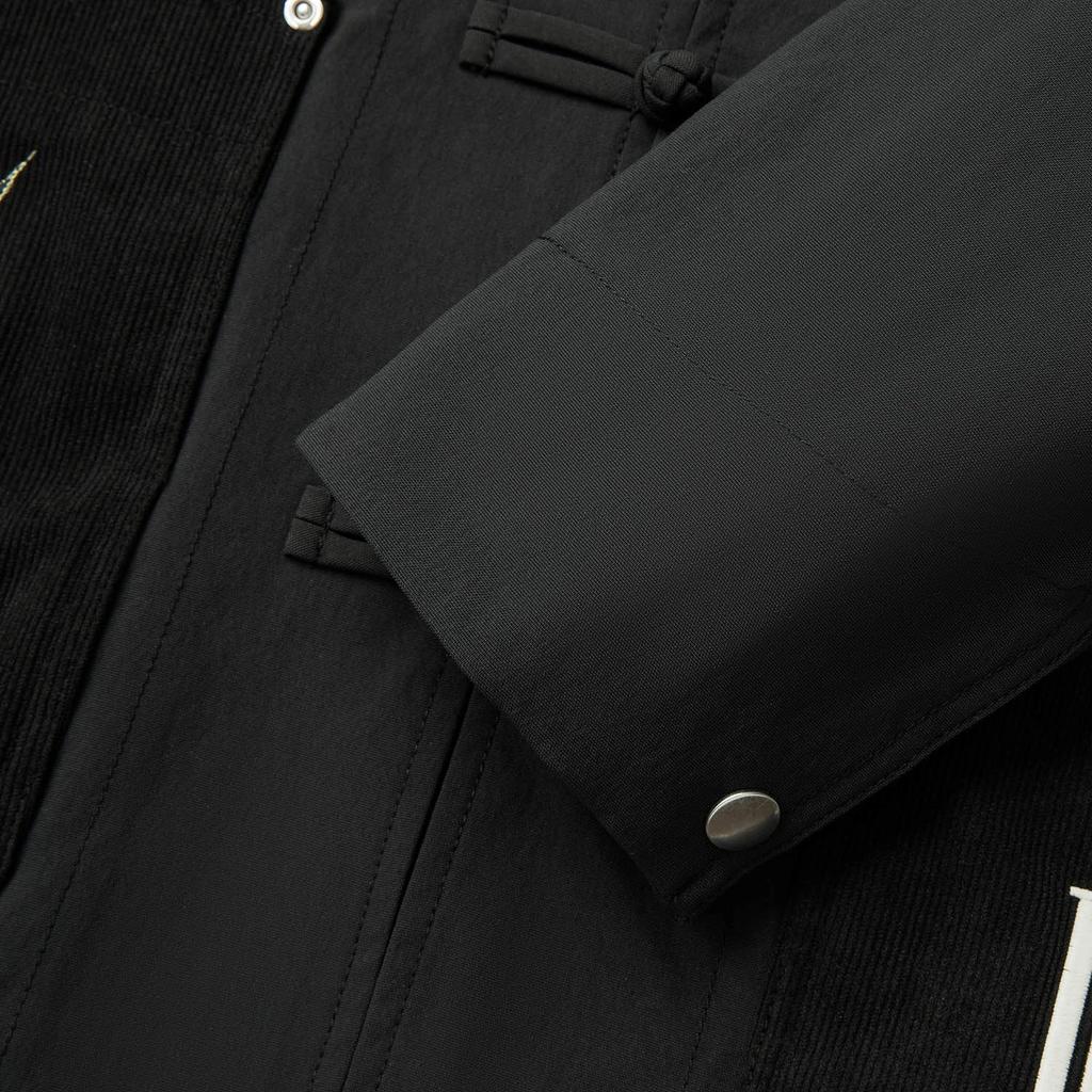 Li Ning X MEDM Коллаборация Серия Ежедневный Прогресс Письмо Спортивный Повседневный Простой Однотонный Поло Куртка Мужская Куртка Черный AFDV907-1