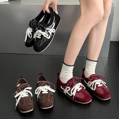 Нишевые кроссовки с круглым носком, уродливо-милые, в стиле ретро, немецкие тренировочные кроссовки, женские, 2025 новые, на плоской подошве, с внутренней высотой, повседневные, кеды Forrest Gump