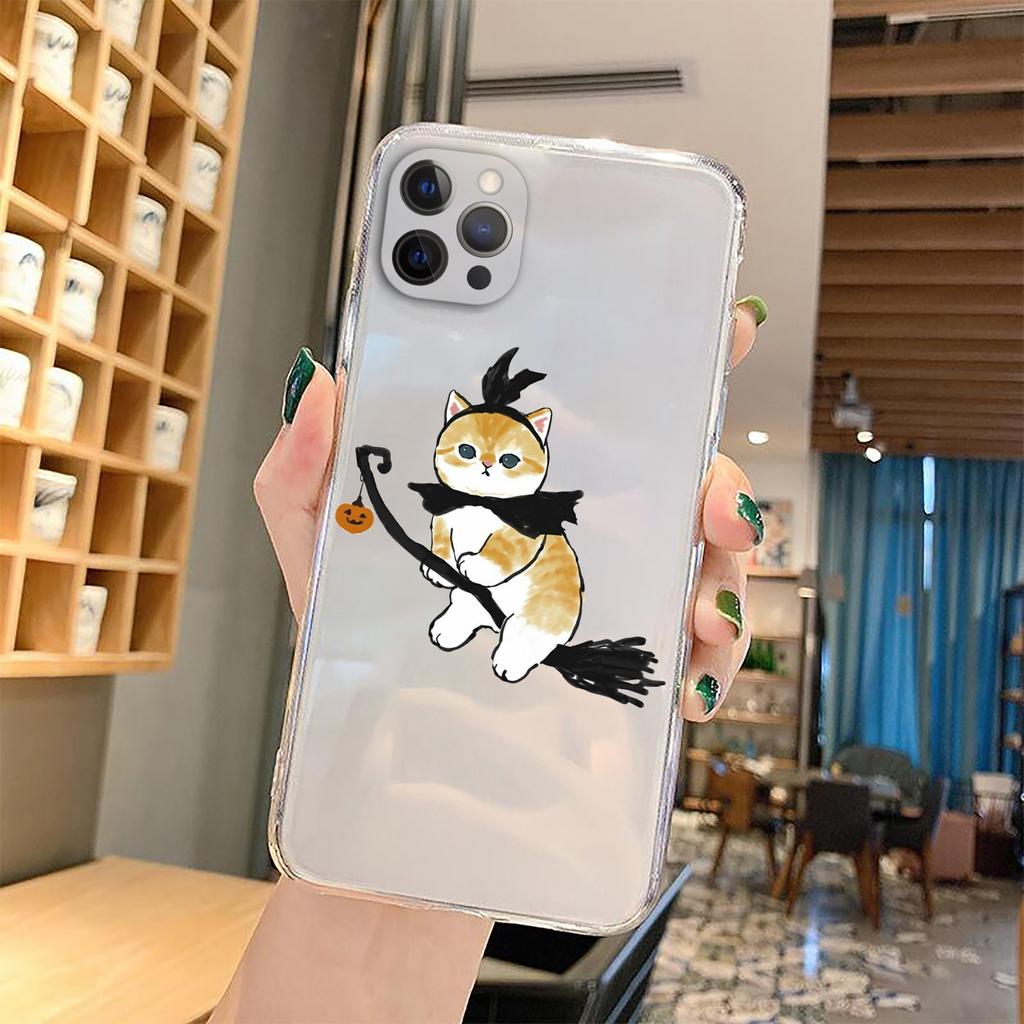 Чехол для телефона с забавным мультяшным котом для iPhone 11 12 Pro Max 13 XR XS X 8 7 SE 2020 Plus, прозрачный мягкий чехол из ТПУ с милым животным рисунком