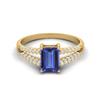 7X5MM Octagon Tanzanite Gemstone 925 Sterling Silver Gold Plated Solitaire Split Shank Women Wedding Ring