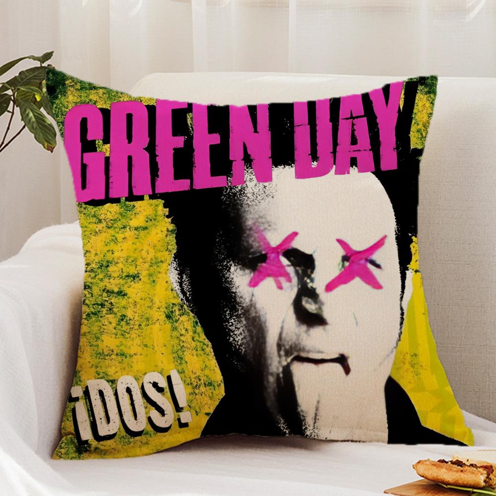 Подушка с принтом группы D-Green Day, Чехол для подушки Премиум-комфорт, Двусторонний чехол для подушки - Двойной дизайн для дома и автомобиля