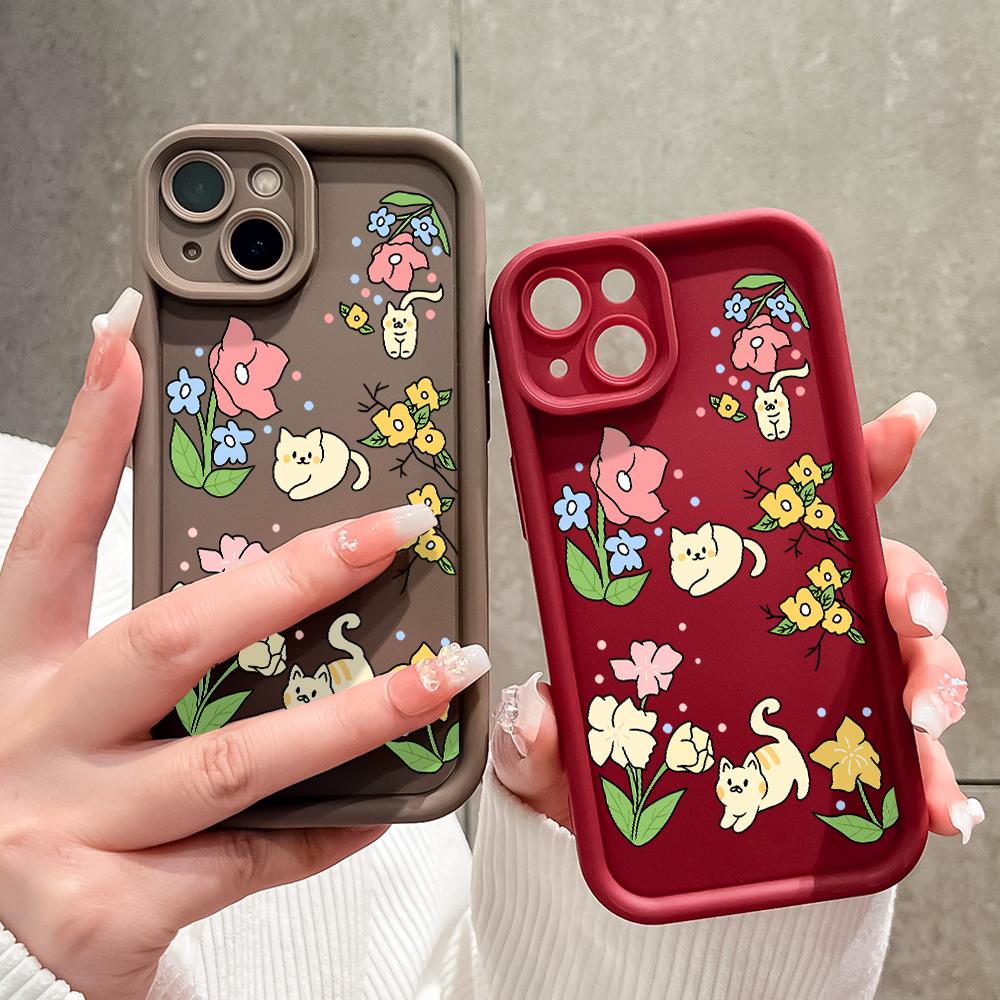 For Huawei P50 Pro P40 Lite Honor 8X 9X X9 Tecno Spark Go Infinix Smart 8 Vivo V29 V30 Y02 Y16 Flowers Pattern Soft Full Camera Protect Phone Case