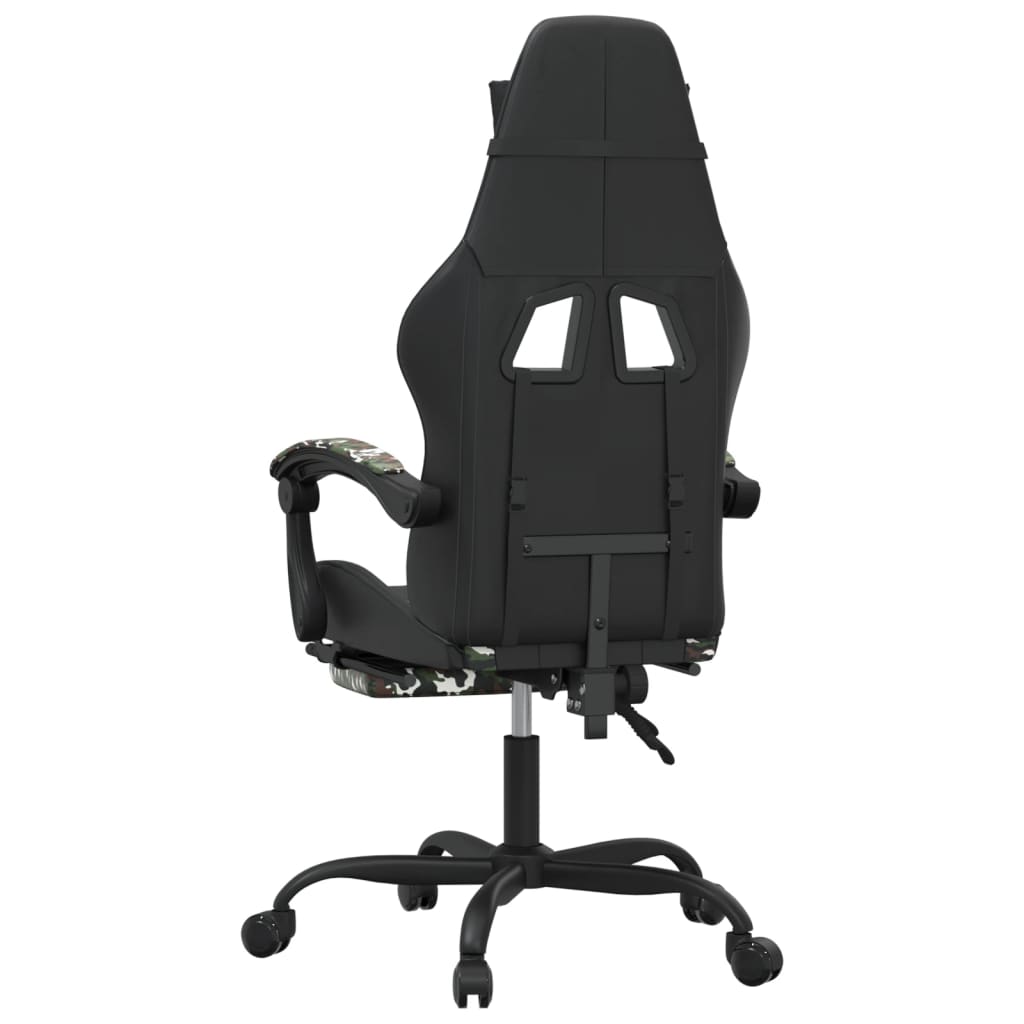Gaming Chair with Footrest Swivel Black Camouflage PU Leather