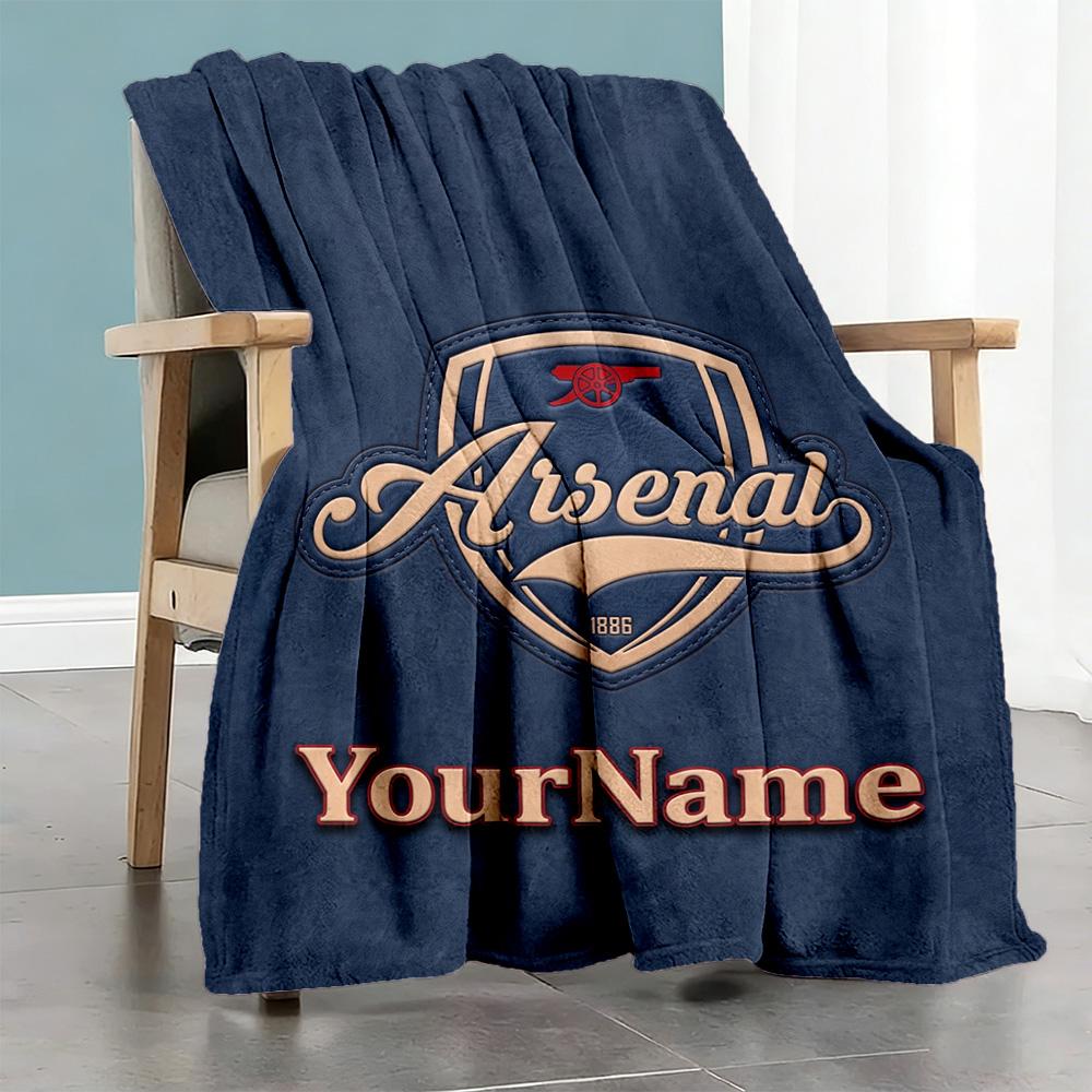 Arsenal Personalized Text Blanket Gift Customizable Blanket Warmthful Decor Perfect for Couch Bedding Seaside Chair Four Seasons Multipurpose
