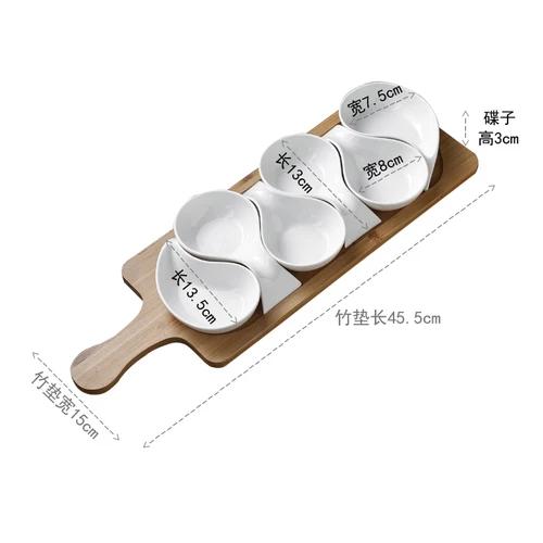 Ceramic Plate Fruit Salad Bowl Wooden Tray Japanese Tableware Kitchen Cooking Tools Home Baking Dish Sauce
