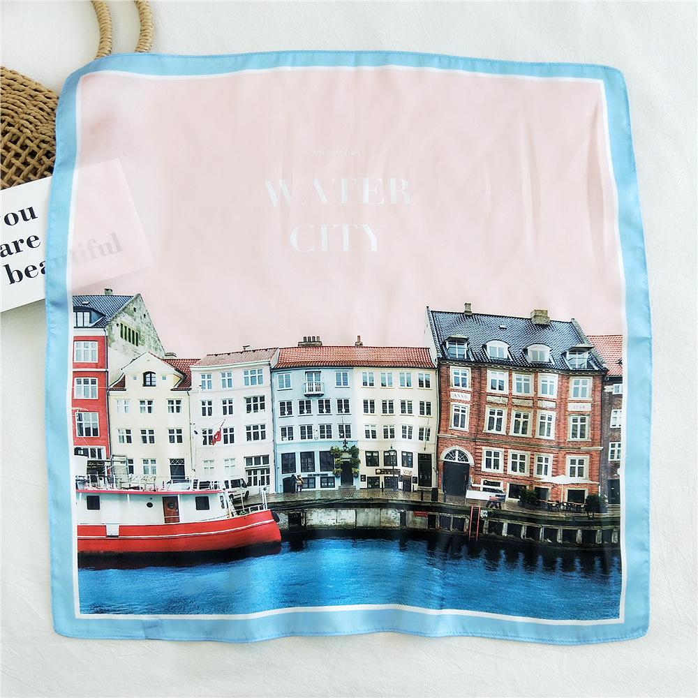 53CM Silk Scarf Small Square Scarf Versatile For Women Spring And Autumn Thin Design Fashionable And Stylish Decorative Scarf Professional Flight