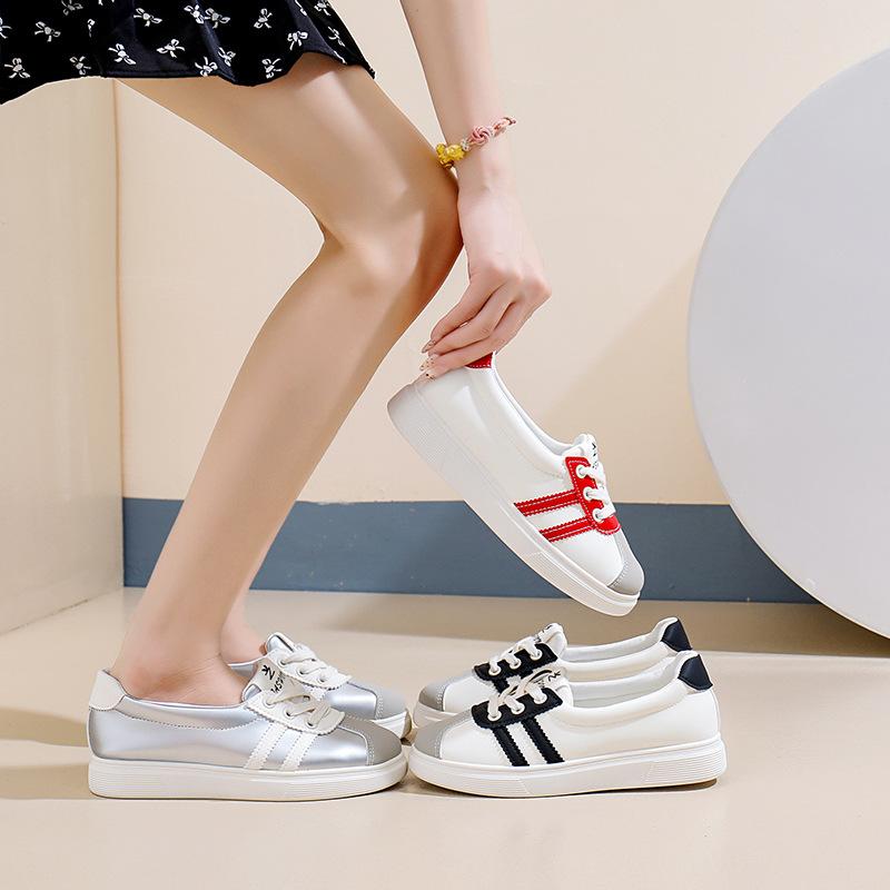 2025 Spring Little White Shoes New Korean Version Ins Female Students Height Increase Platform Sports Board Shoes Casual Shoes Female Q65
