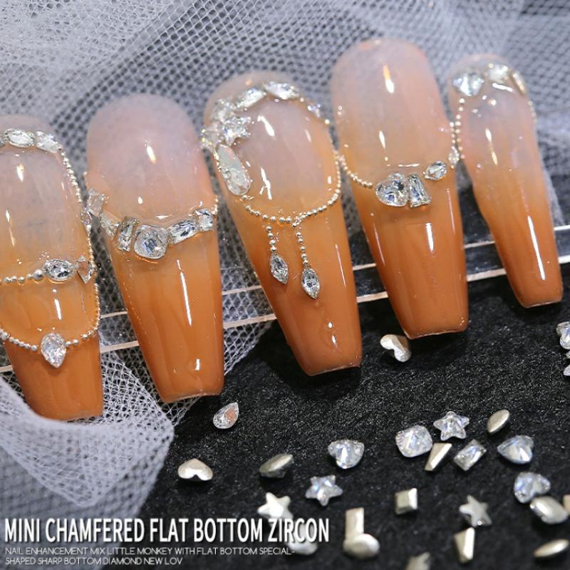 Смешанные циркониевые стразы для ногтей, блестящие бриллианты для ногтей, плоские драгоценные камни для ногтей, стеклянные камни, украшение для ногтей, шарм для ногтей, DIY маникюрное искусство