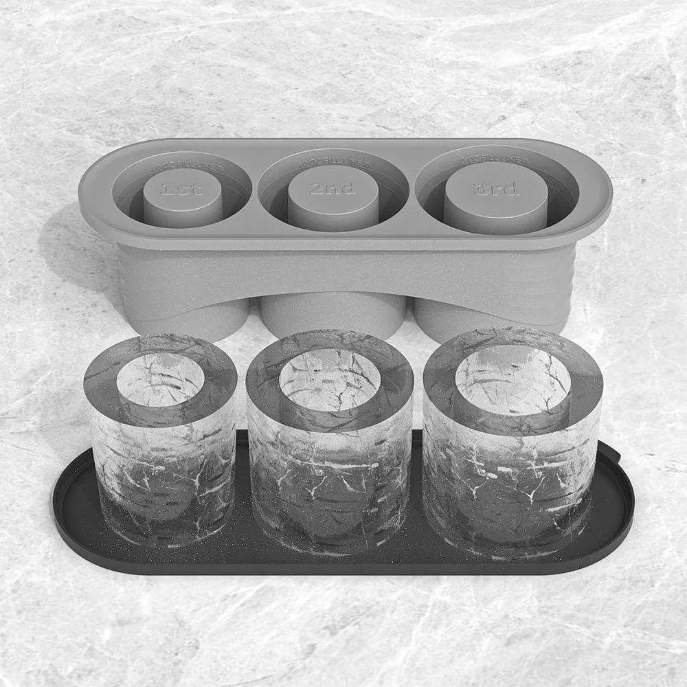 Ice Cube Tray for 20 30 40 Oz Tumbler Cup Silicone Ice Mold with Lid Ice Maker for Drinks Coffee Stanley Cup Accessories
