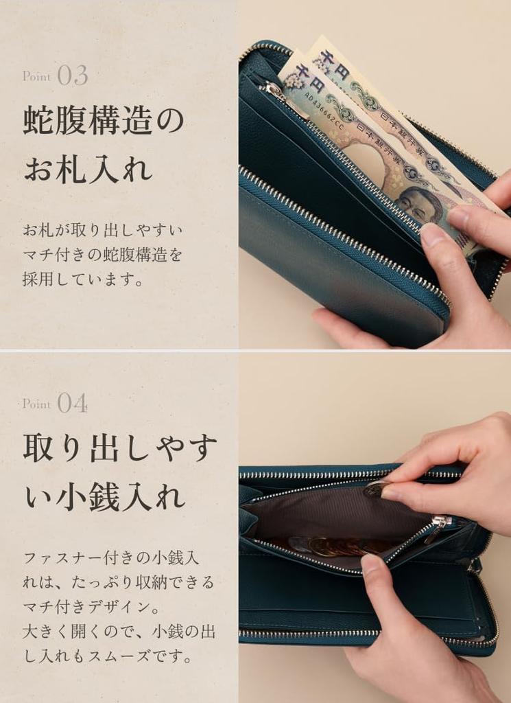 [Business Leather Factory] Длинный кошелек с круговой молнией, Водоотталкивающая натуральная коровья кожа, Унисекс, Большая вместимость, 21 карман, Вертикальный