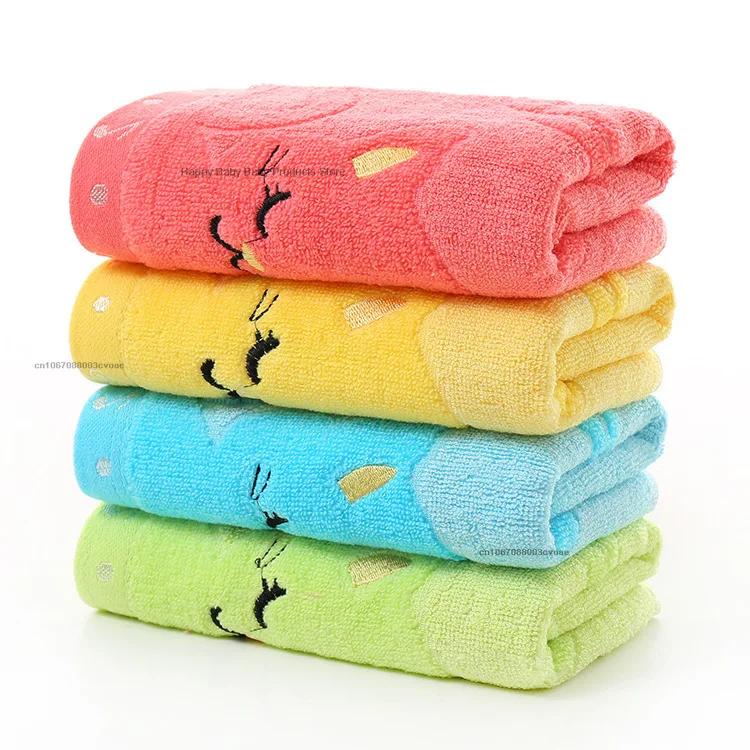 1pc Soft Children Baby Towel Washcloth Bathing Feeding Cartoon Cat Cotton Towel for Newborn Infant Handkerchief Shower Cloth