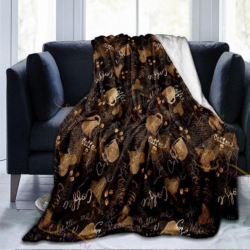 Одеяло для любителей кофе, фланелевое одеяло с клетчатым принтом, офисное одеяло унисекс для взрослых, уютное теплое мягкое плюшевое одеяло