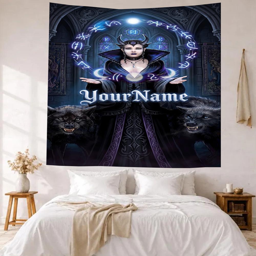 Gothic Illustrations Custom Your Name Wall Decor Tapestry Art For Pet Memorial Birthdaywedding Party Backdrop Family Gift
