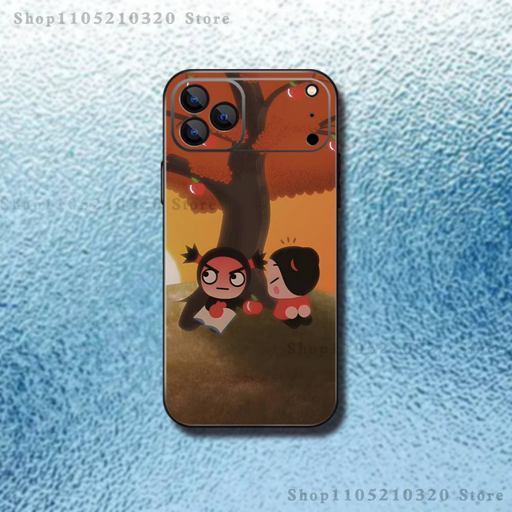 Милый Чехол Для Телефона P-Pucca G-Garu Для iPhone 17,16,15,14,13,12,11,Pro,Max,Plus,E,SE4,Air,Mini Черный Мягкий Funda