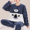 Winter Women Flannel Pajamas Polar Bear Print Teddy Sleepwear Velvet Loungewear Thick Warm Pijamas