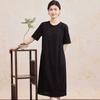 [New Chinese Irregular Design] Spring and Summer Versatile Solid Color Mulberry Silk Slanted Front placket Temperament Women's Dress