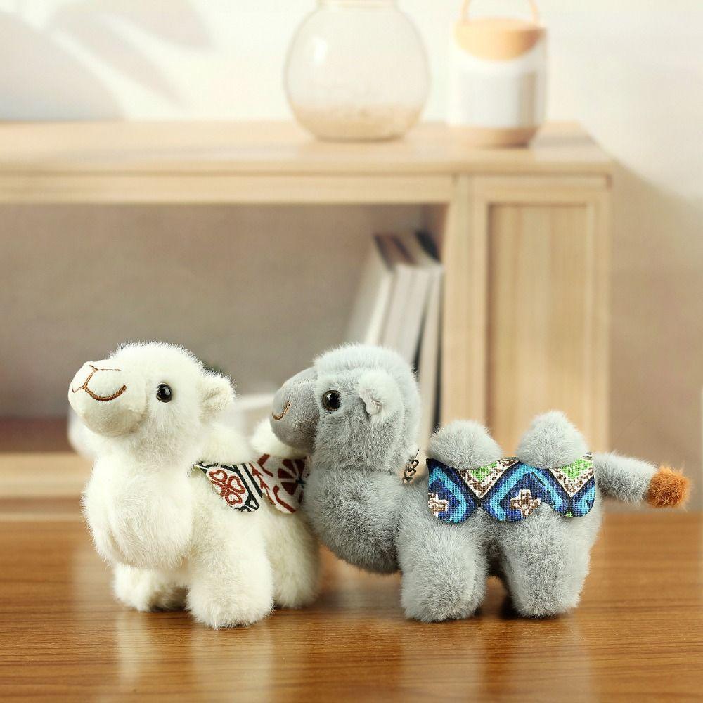 Cute Style Camel Bag Charm Plush Animal Keychain Fashion Desert Camel Key Ring Backpack Decoration