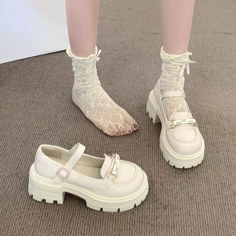 Small Thick-soled Small Leather Shoes for Women, British Style with Skirt, Love Women's Single Shoes, New In Spring and Summer