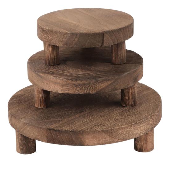 3Pcs/Set Wooden Coffee Mug Holder Decorative Round Stool Pedestal Flower Plants Pot