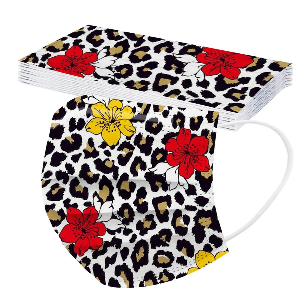 10 шт. трехслойная одноразовая защитная маска с леопардовым принтом для взрослых и цветком