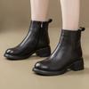 Женские зимние ботинки с круглым носком, элегантные, на среднем каблуке, женская обувь, ботильоны из искусственной кожи, весна 2024, тренд, предложение, осенняя обувь, слип-работа