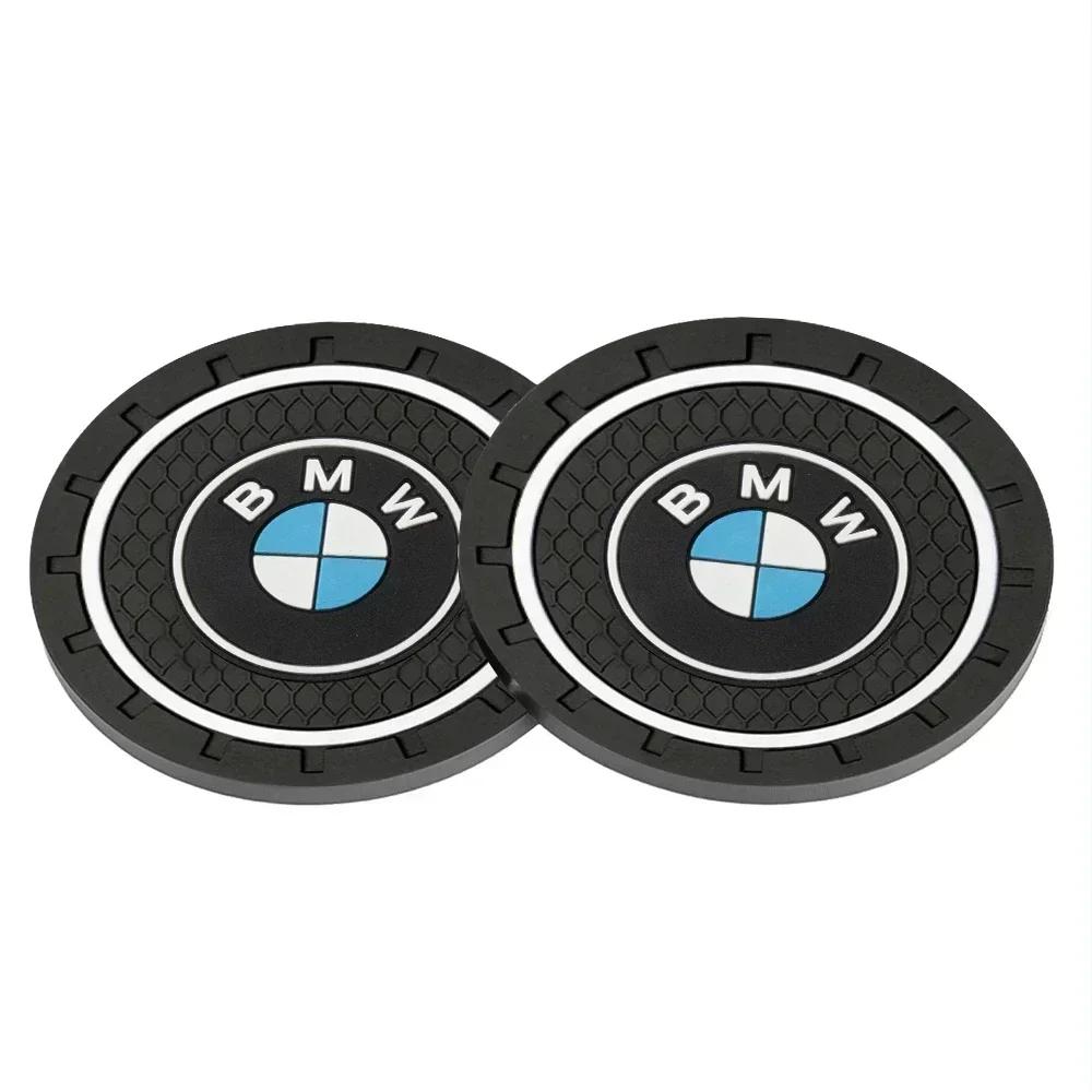 -2pc Car Cup Holder Coaster Non Slip Pad Mat Interior Decor Accessorie For Bmw E46 E90 E60 F10 F30 E39 E36 F20 E87 G30 E92 E91 X