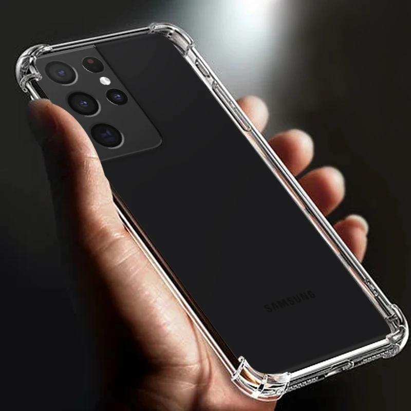 Утолщенные противоударные прозрачные мягкие чехлы для телефонов TPU для Samsung Galaxy S21 Plus 5g, прозрачная задняя крышка S 21 FE Ultra