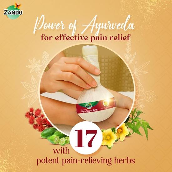 Zandu Ayurvedic Pain Relief Potli | 100% Ayurvedic Herbal Potli for Joint & Muscle Pain | 17 Herbs for Soothing Relief