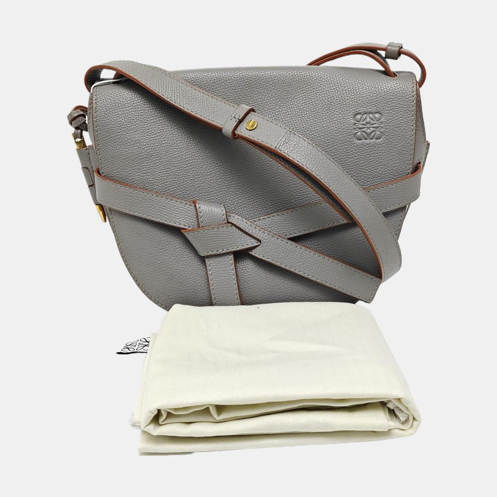 [Pre-Owned] Gate Small Gray Leather Shoulder Bag - Very Good #1XJKNAC