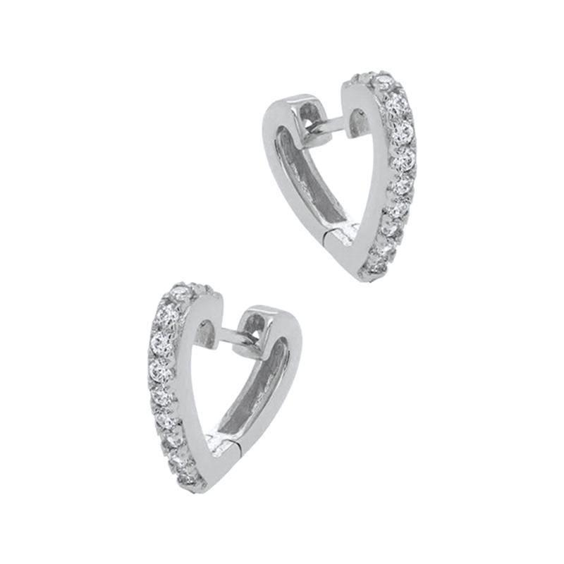 Серьги-кольца из серебра 925 пробы с изысканным кулоном-сердцем, модные геометрические серьги-гвоздики с цирконами, женские тонкие ювелирные изделия