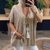 In Stock! 2021 Women's Summer Casual Loose Fit Sequin T-Shirt, Solid Color Short Sleeve Pullover