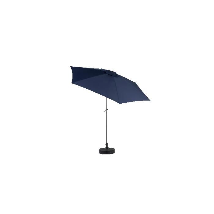 Parasol extérieur rectangulaire double face de 2,7 m avec manivelle (bleu marine) (sans pied)