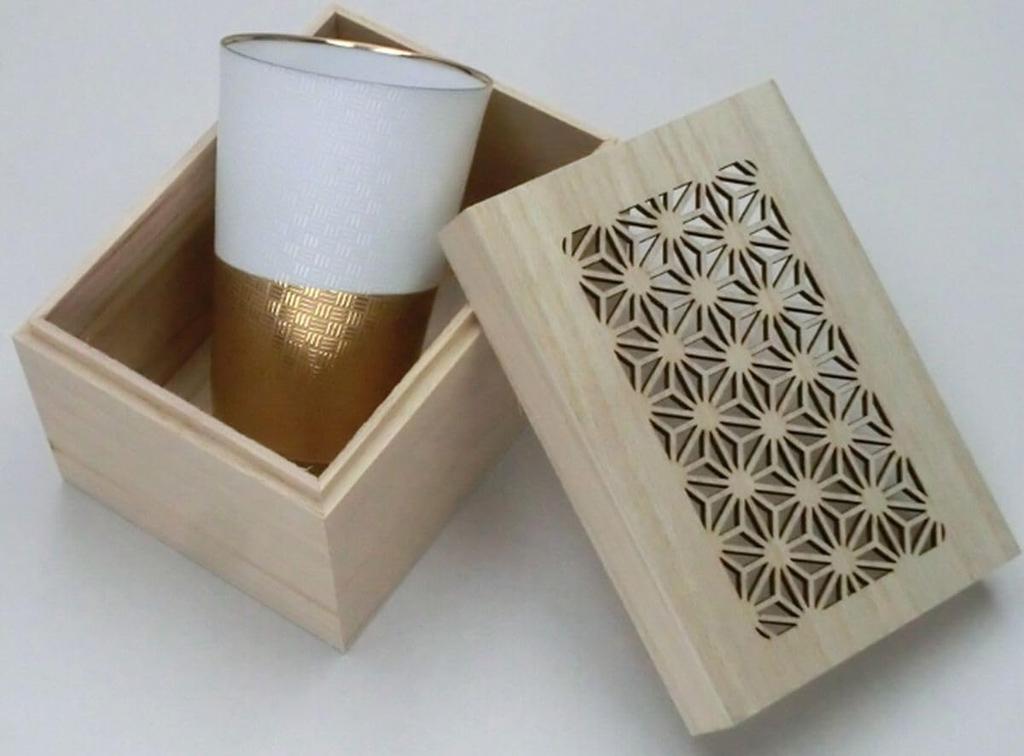 Деревянная чашка J-kitchens, сделанная в Японии, ультратонкая, светопропускающая, золотая, Ajiro, коробка, 370 мл,