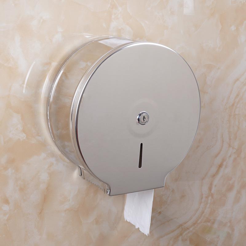 Stainless Steel Wall-Mounted Waterproof Toilet Paper Holder - Punch-Free Large Roll Design