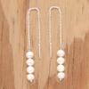 Pearl 925 Silver Threader Earrings, Natural Gemstone Women Handmade Fringe Earrings