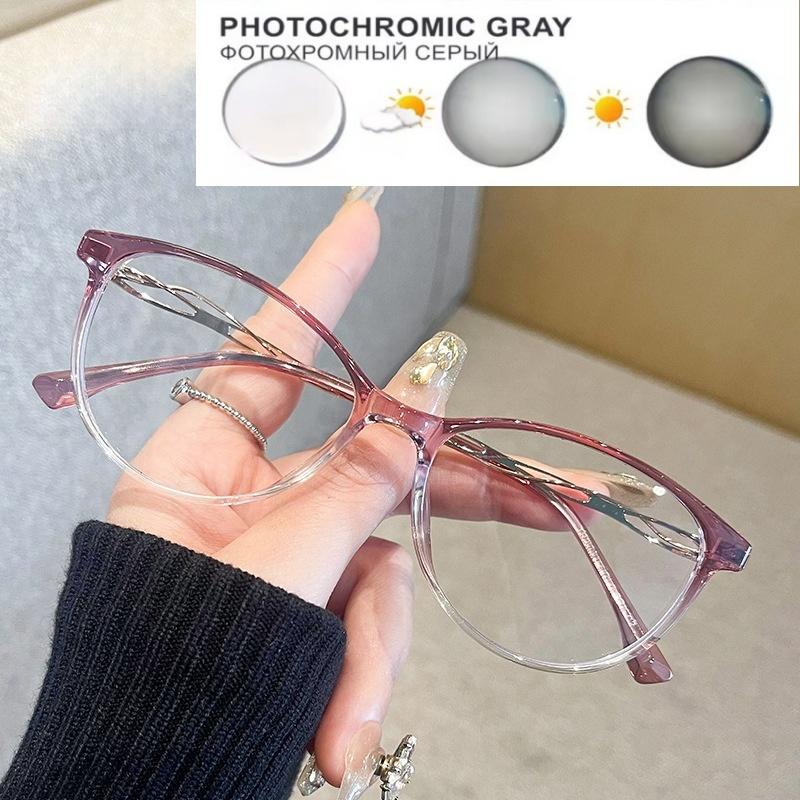 New Light Wine Red Small Oval Frame Glasses With Myopic Glasses Option Customized Degree Glasses Frame 0~-6.00