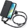 Case for Samsung Galaxy A16 4G/5G, Black Shockproof Silicone Protection with Sturdy Grey Lanyard