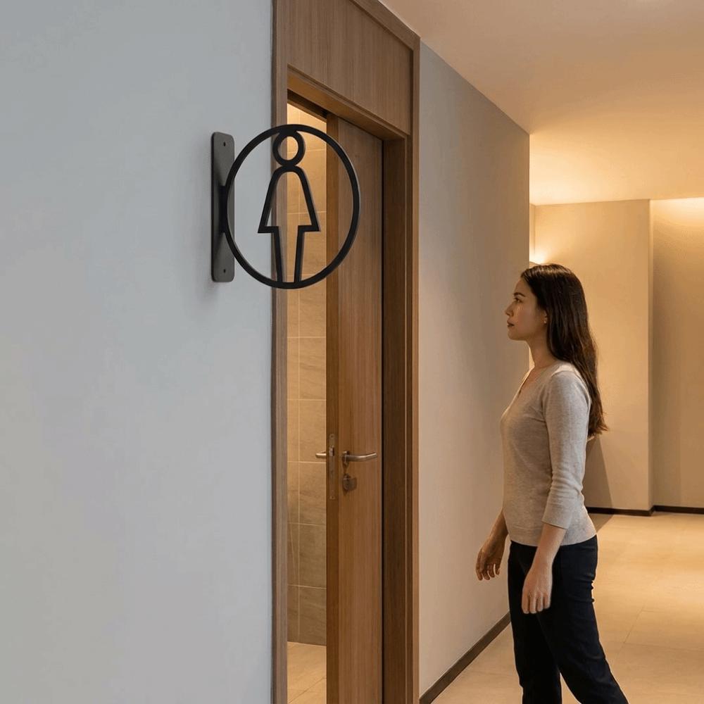 2D Flat Acrylic Bathroom Sign Detachable Washroom Door Sign Sleek Finish Toilet Signs Offices