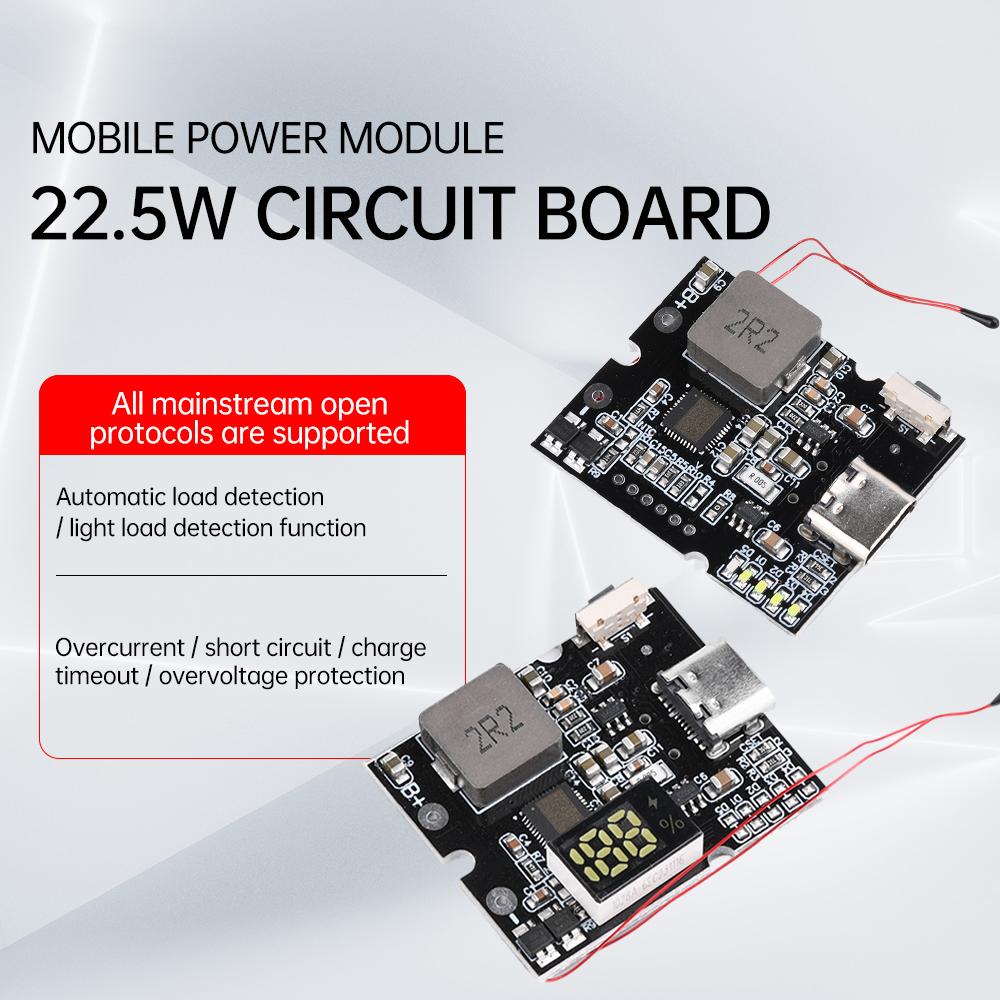 Type-C USB 22.5W Power Bank Bidirectional Fast Charging Mobile Power Module Circuit Board With Digital/Light PD/QC3.0 2.0