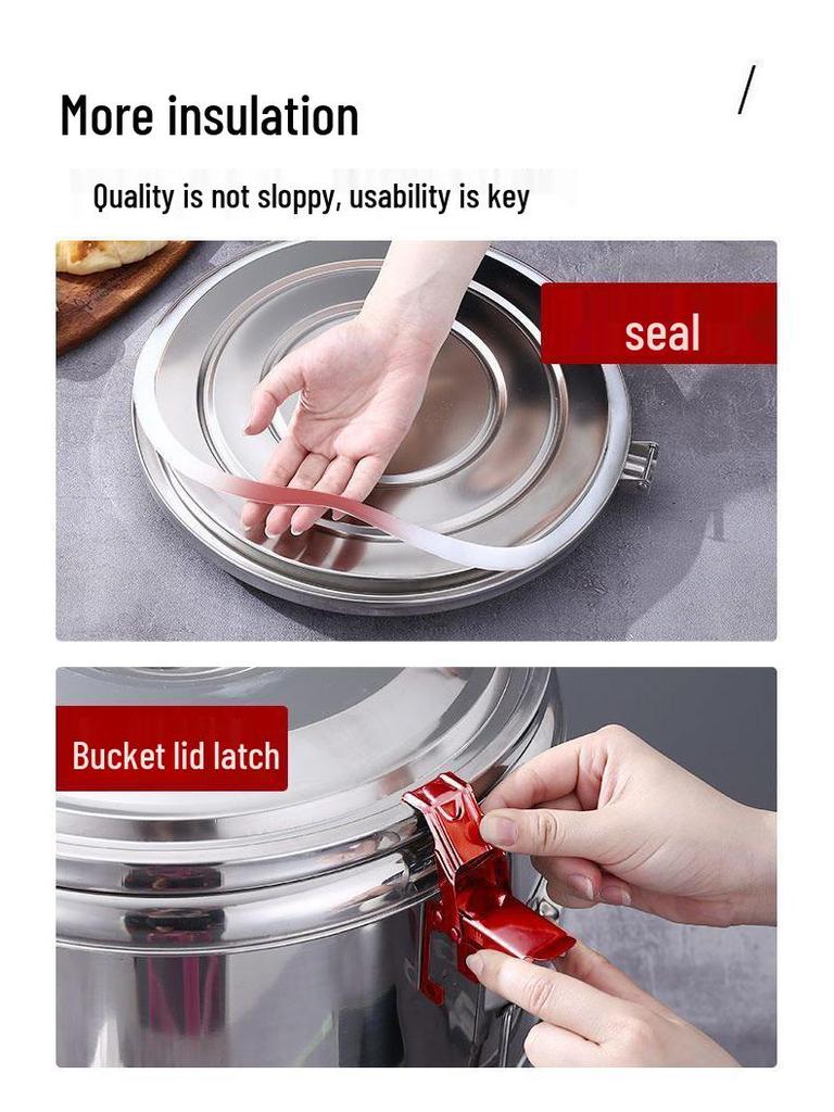 Изолированное ведро из нержавеющей стали 304 для риса и соевого молока, ведро для ледяного желе большой вместимости