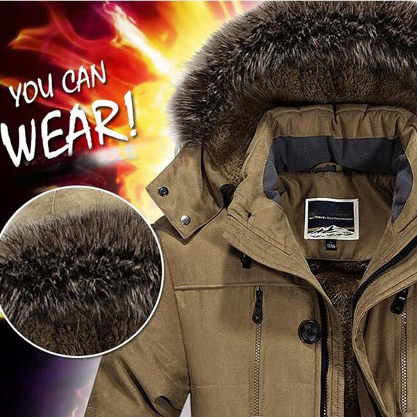 Зимняя мужская ветрозащитная парка с меховым воротником, мужская теплая куртка