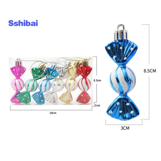 6 шт./кор. рождественские подвесные конфеты-орнаменты со шнурком, небьющиеся многоразовые гальваники, рождественская елка, маленький сладкий кулон