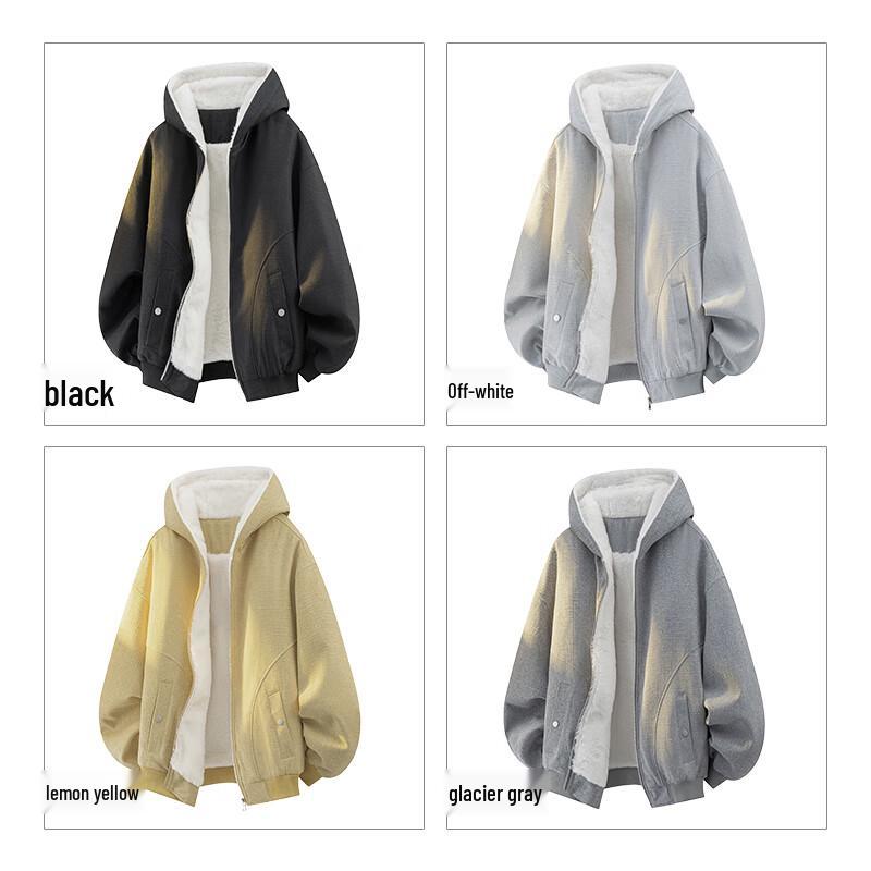 JEANSWEST Men's Winter Plush Thickened Warm Loose Casual Jacket