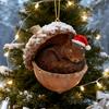 2D Forest Animal Acorn Ornaments Cozy Forest Animal In Snow Frosted Pine Cone Ornaments Woodland Creature Acrylic Hanging Ornament for Animals Lover