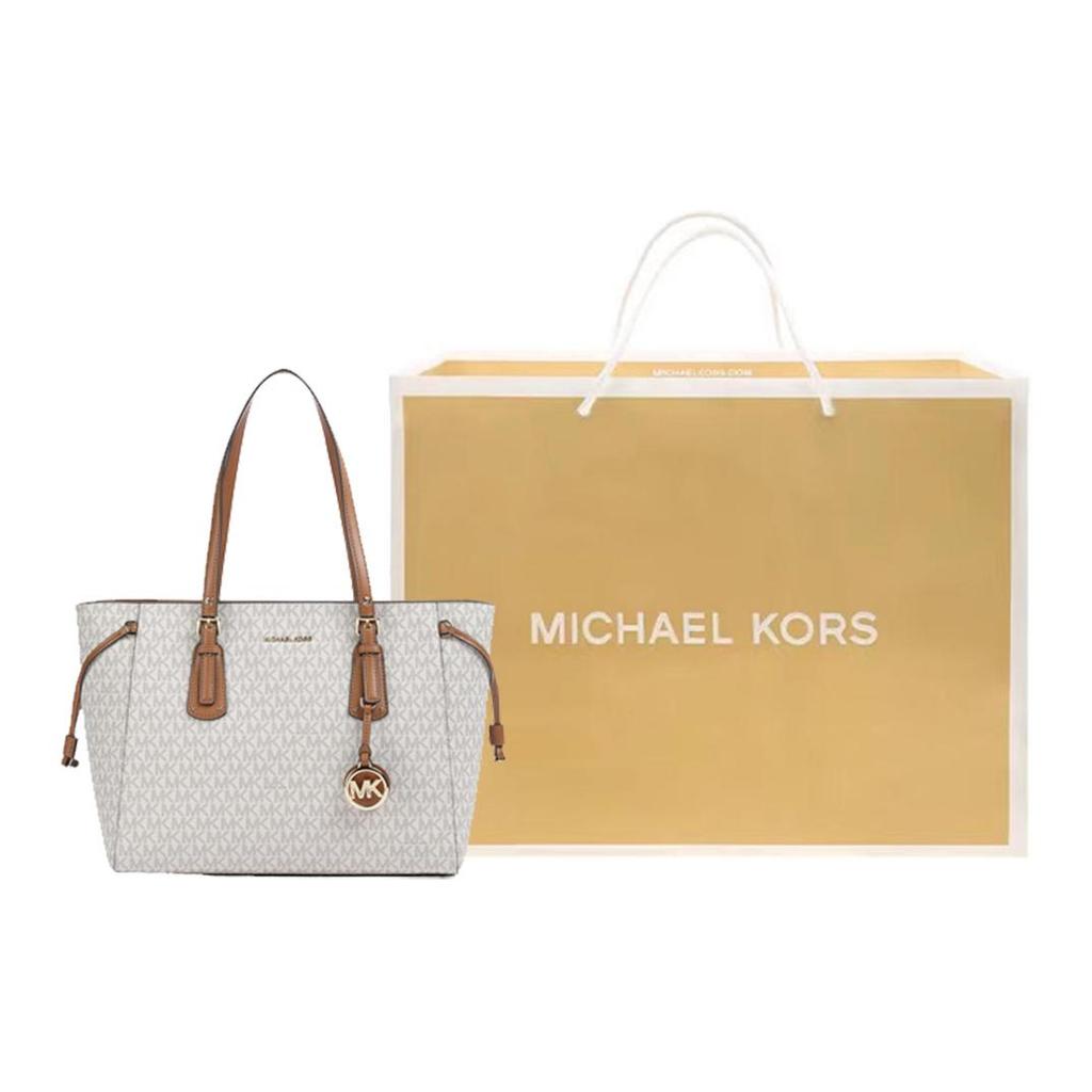 New MICHAEL KORS Voyager Artificial Leather Tote Bag, Shopping Bag, Shoulder Bag Medium Women's Vanilla White 30F8GV6T2B-150