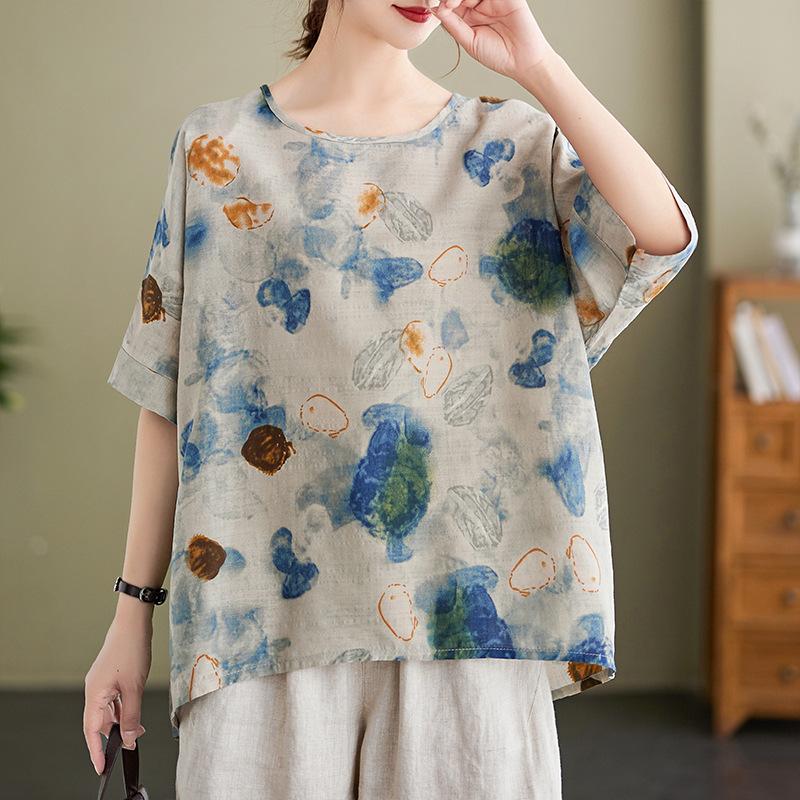 Женская летняя футболка большого размера с круглым вырезом и короткими рукавами, женский пуловер, рубашка Bata, топ для женщин