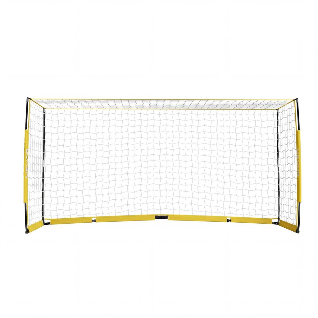 Soccer Goal 3.6 x 1.8 m Soccer Net for Backyard Collapsible Base Yellow, Portable & Quick Setup, with Metal Base, Carry Bag, Ground Stakes, for Youth